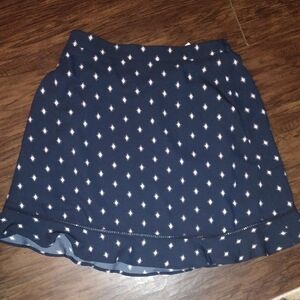 NWT LOFT Dark Blue A-Line Skirt with White Pattern